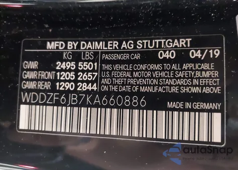 2019 Mercedes-Benz E 450 4Matic z USA, uszkodzony, nr VIN WDDZF6JB7KA660886